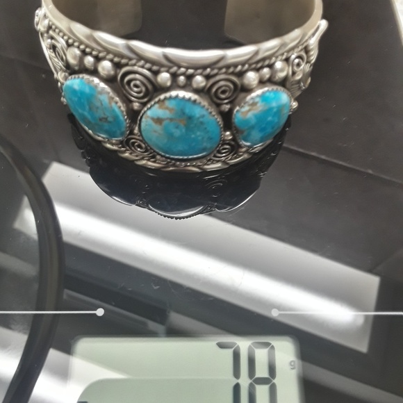 🚫SOLD🚫Vtg Navajo Sterling Turquoise Cuff - Picture 4 of 8